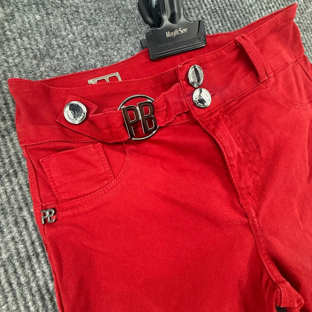 Pit Bull Jeans Pants Women size 6 Red Excellent Skinny High Waist Hardware Logo